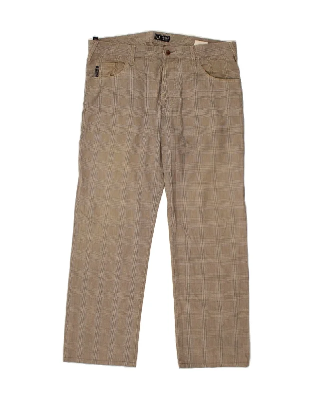 ARMANI Mens Straight Casual Trousers W33 L29 Grey Check Cotton