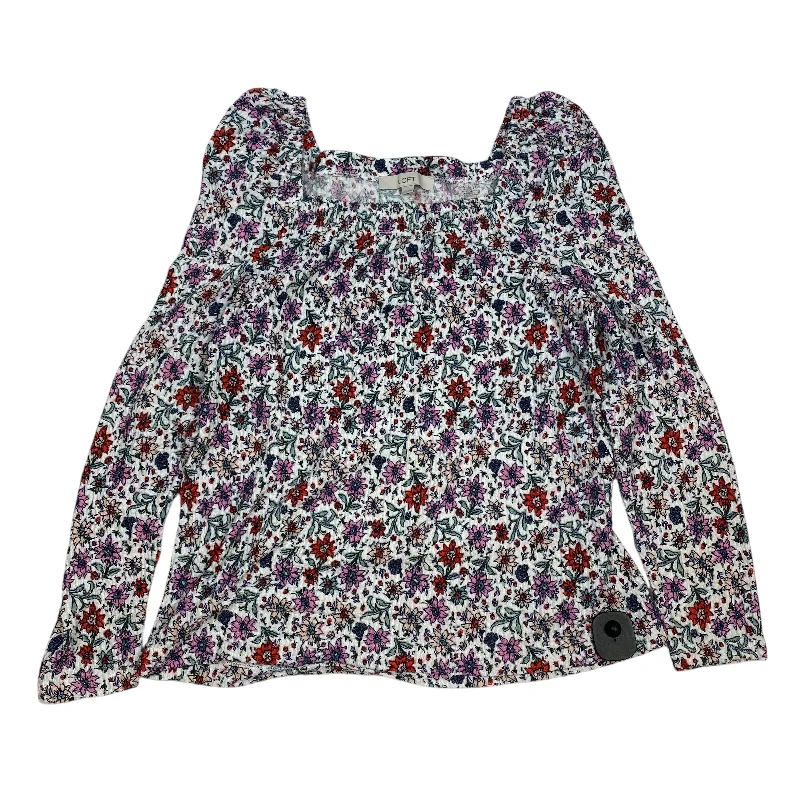 Cool Casuals Top Long Sleeve By Loft In Floral Print, Size: L