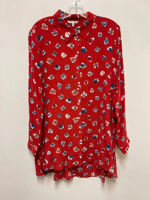 Cool Comfort Top Long Sleeve By John Mark In Red, Size: L