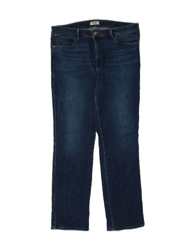 Smart Wear WRANGLER Mens Straight Jeans W33 L30 Navy Blue Cotton