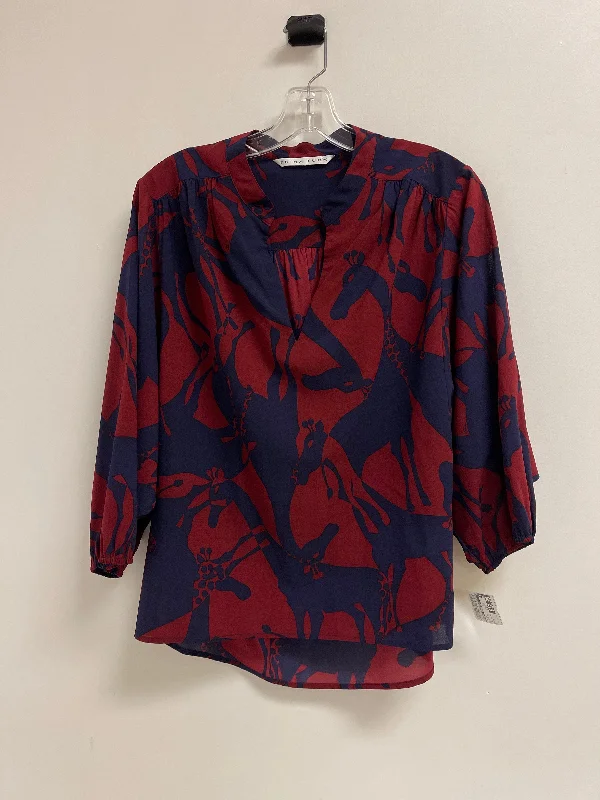 Relaxed Pants Top Long Sleeve By Trina By Trina Turk In Blue & Red, Size: M