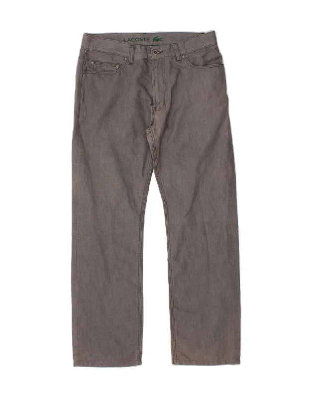 Classic Jackets LACOSTE Mens Straight Casual Trousers W33 L30 Grey Cotton