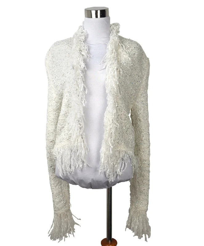 Balmain White Rhinestone & Pearl Blazer sz 0