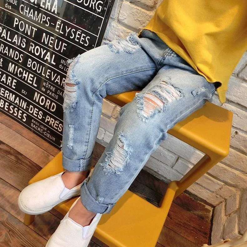 Modern Style Style Boys Ripped Trousers