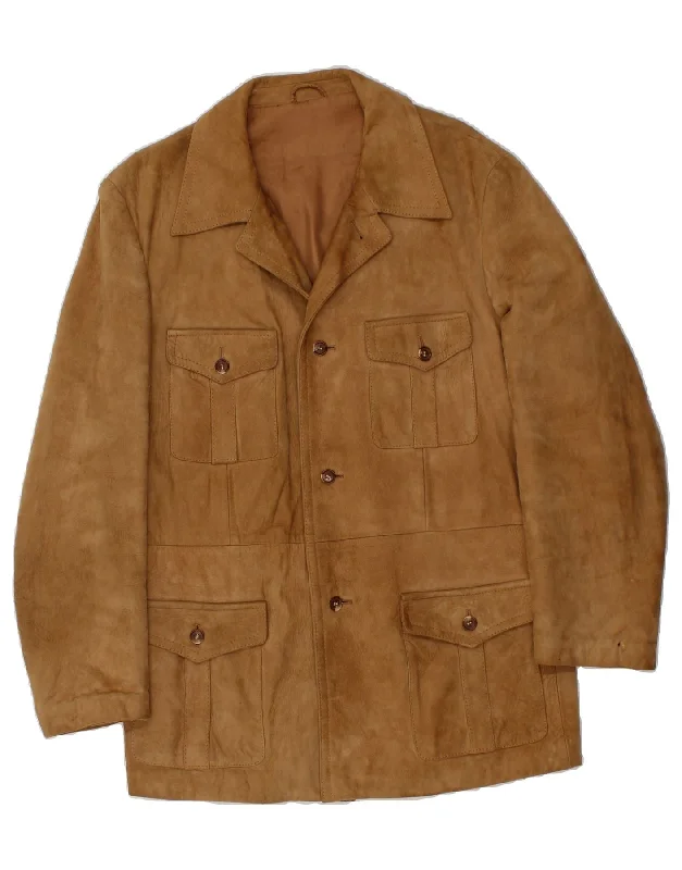 Fashion Basics VINTAGE Mens Leather Coat UK 42 XL Brown