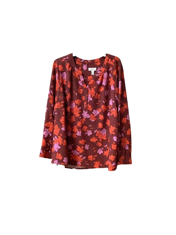 All-Purpose Wear Top Long Sleeve By Denim And Co Qvc In Floral Print, Size: 2x