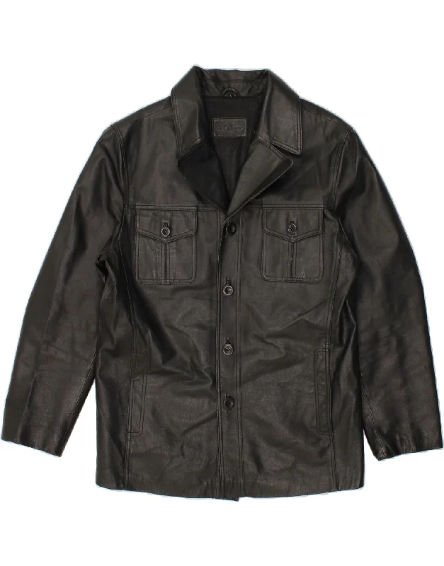 Versatile Style VINTAGE Mens Leather Jacket UK 40 Large Black Leather