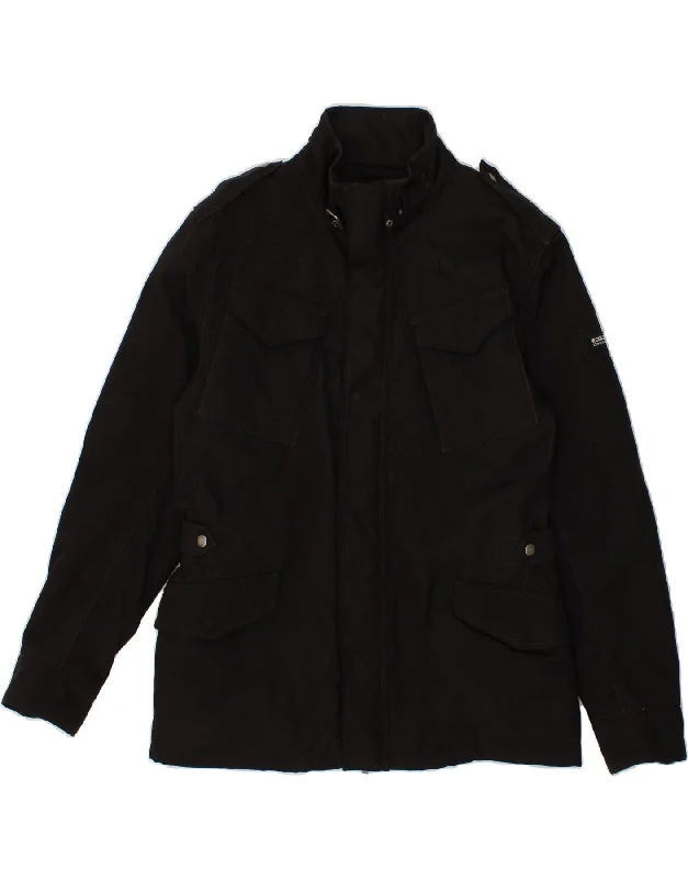 Sporty Chic WOOLRICH Mens Military Windbreaker Jacket UK 40 Large Black Nylon