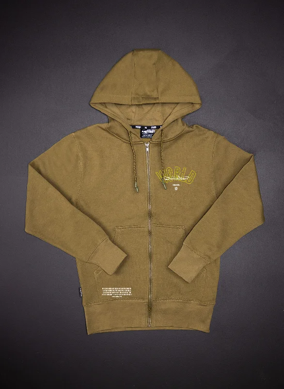 Comfortable Shirts WORLD DOMINATION ZIP UP - OLIVE