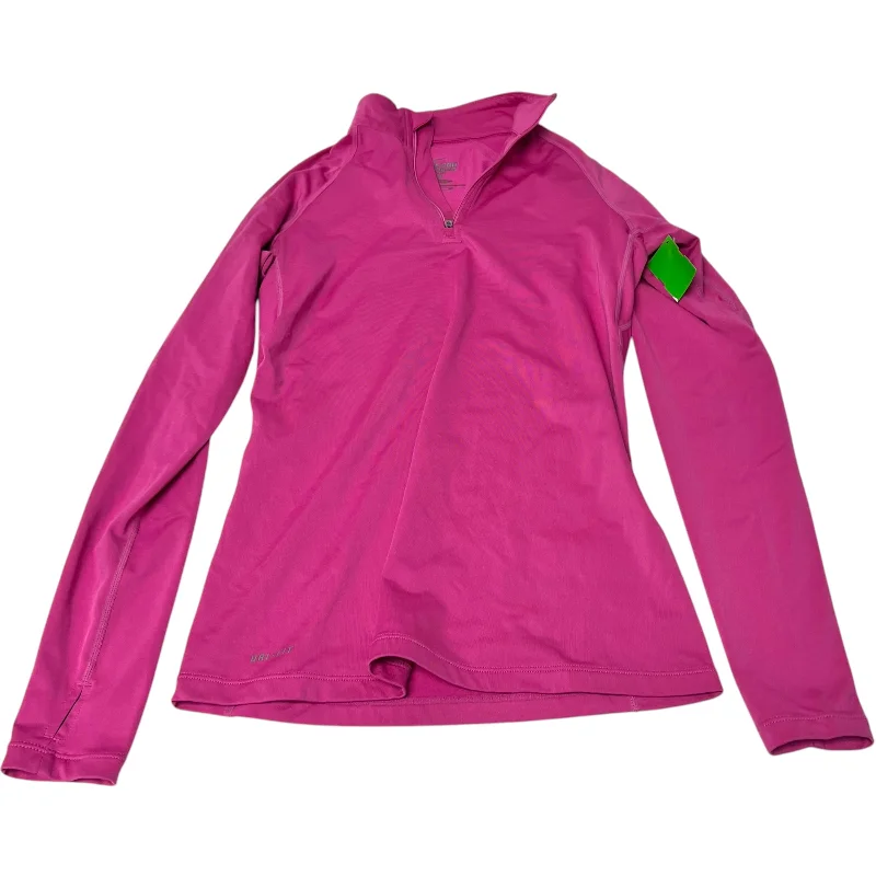 Minimalist Style Athletic Top Long Sleeve Collar By Nike Apparel In Pink, Size: S
