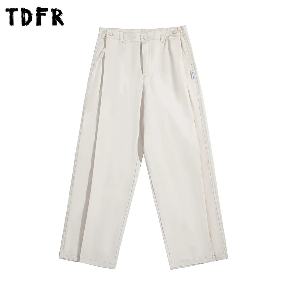 Premium Outfits Simple Solid Color Cargo Pants with Button Decoration - Casual Loose Wide Leg Trousers Premium Outfits Simple Solid Color Cargo Pants with Button Decoration - Casual Loose Wide Leg Trousers
