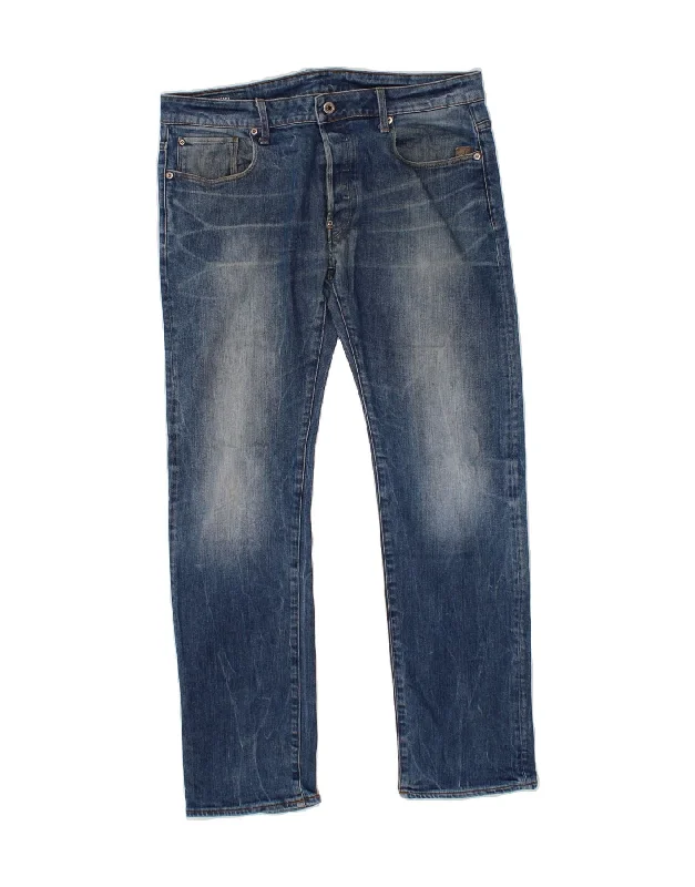 Casual Outfit G-STAR Mens Revend Straight Jeans W36 L34 Blue Cotton