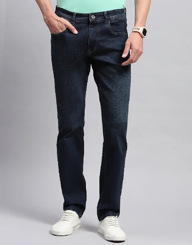 Men Blue Light Wash Straight Fit Denim