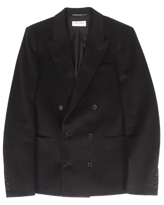 Double-Breasted Wool Tuxedo Blazer