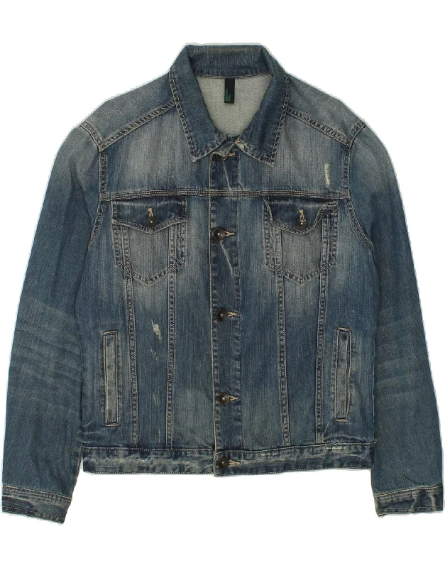 Urban Gear BENETTON Mens Denim Jacket UK 38 Medium Blue Cotton