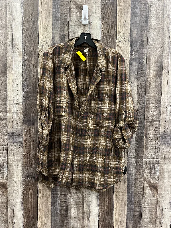 Urban Outfits Top Long Sleeve By Max Studio In Brown, Size: Xl