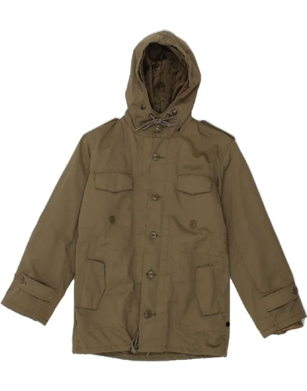 Active Wear VINTAGE Mens Hooded Military Jacket UK 34 XS Khaki