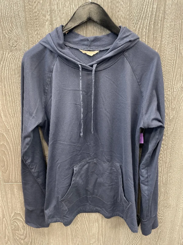 Soft Fabrics Athletic Top Long Sleeve Hoodie By New York Laundry In Blue, Size: L