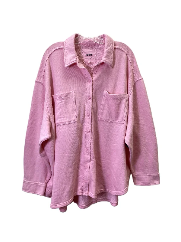 Premium Fabric Top Long Sleeve By Aerie In Pink, Size: Xl