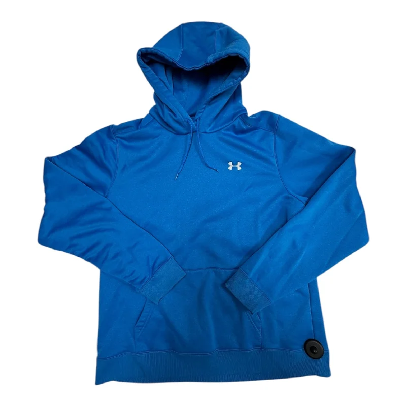 Retro Style Athletic Top Long Sleeve Hoodie By Under Armour In Blue, Size: Xl