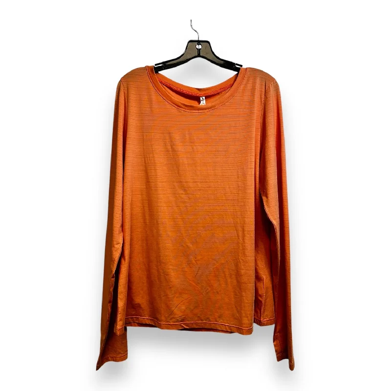 Relaxed Wear Athletic Top Long Sleeve Collar By Fabletics In Orange, Size: Xxl