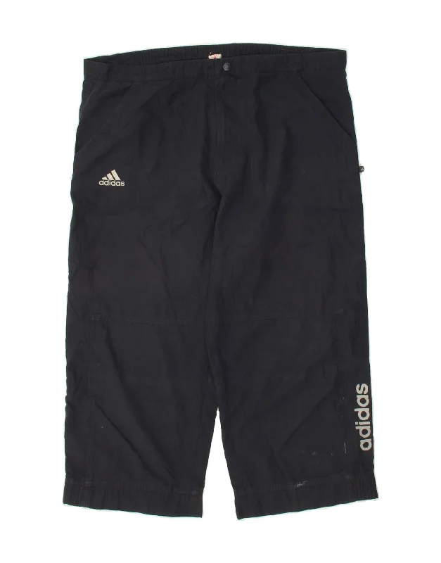 Streetwear Look ADIDAS Mens Graphic Capri Trousers Medium  Navy Blue Polyester