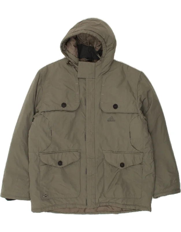 Casual Wear ADIDAS Mens Hooded Padded Jacket UK 42 XL Green Nylon