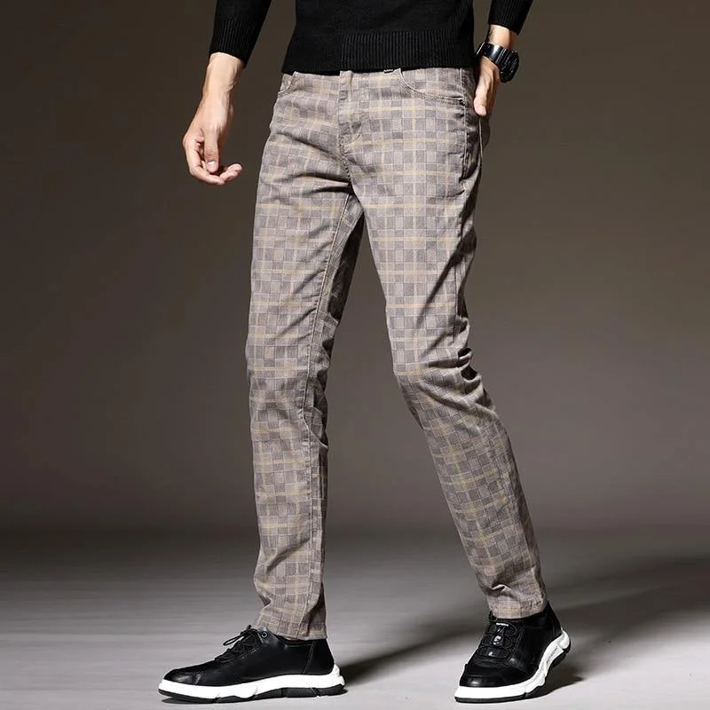 Men's Classic/Formal Plaid Elastic Pants