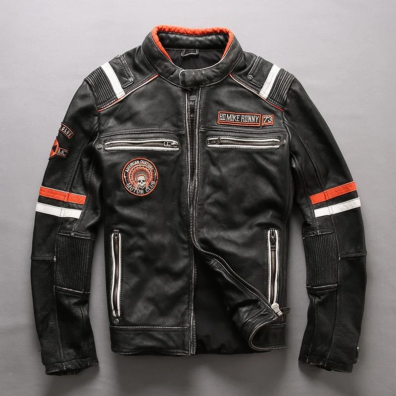 Comfortable Shoes Men’s Vintage Motorcycle Jacket | Full-Grain Leather Biker Style