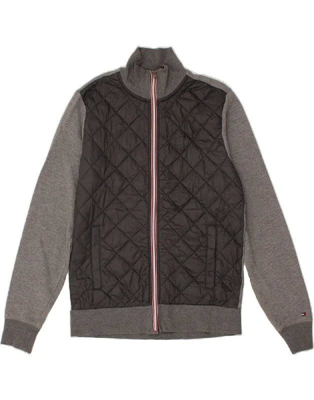 TOMMY HILFIGER Mens Quilted Jacket UK 38 Medium Grey Cotton