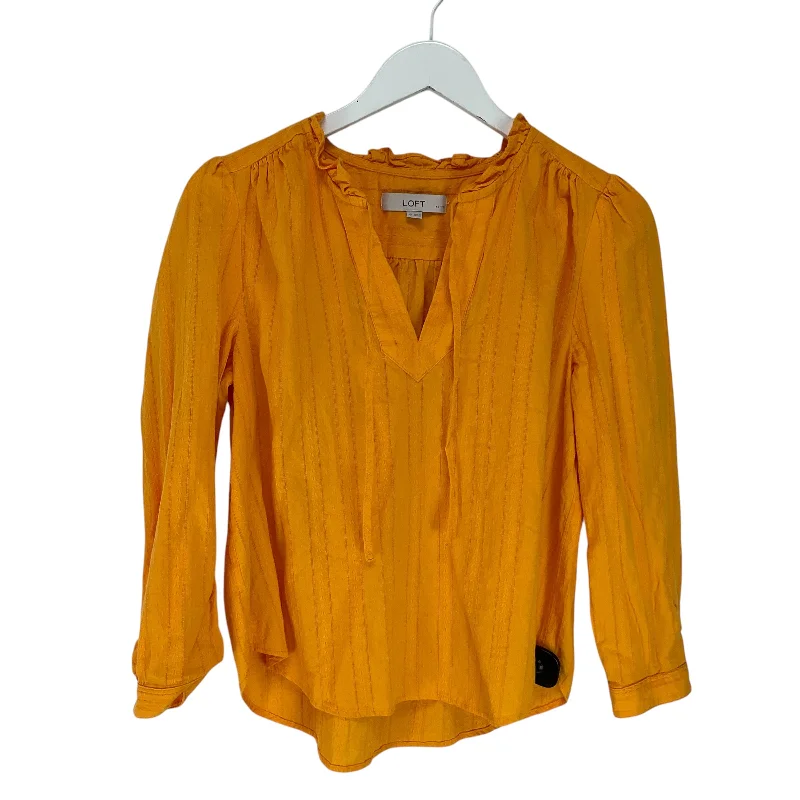 Relaxed Fit Top Long Sleeve By Loft In Orange, Size: M