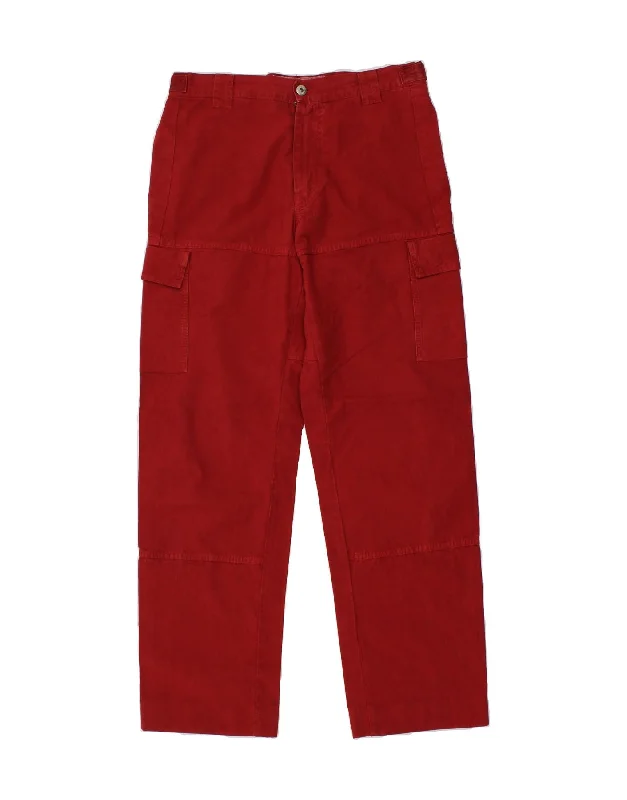 Urban Look MURPHY & NYE Mens Straight Cargo Trousers W33 L31 Red Cotton