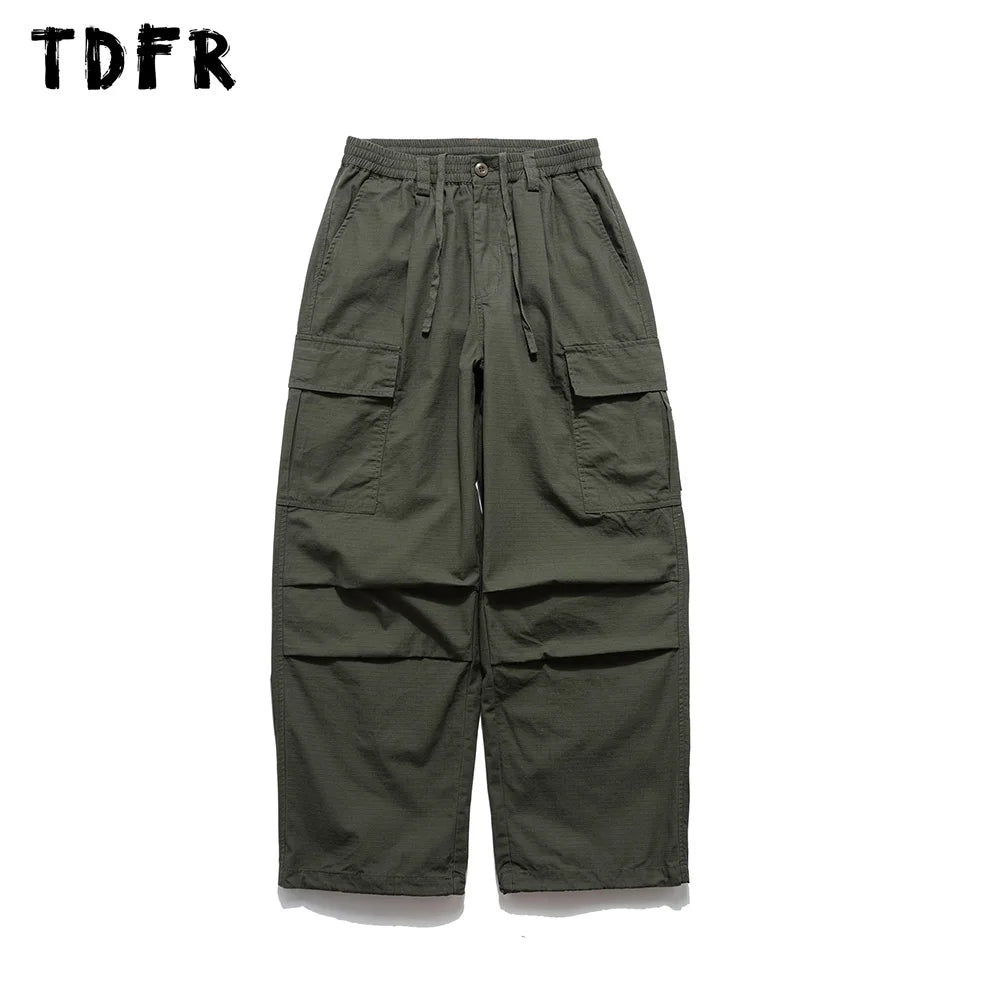 Outdoor Wear Pocket Cargo Joggers Pants - Safari Style - Elastic Waist - Wide Leg Trousers Outdoor Wear Pocket Cargo Joggers Pants - Safari Style - Elastic Waist - Wide Leg Trousers
