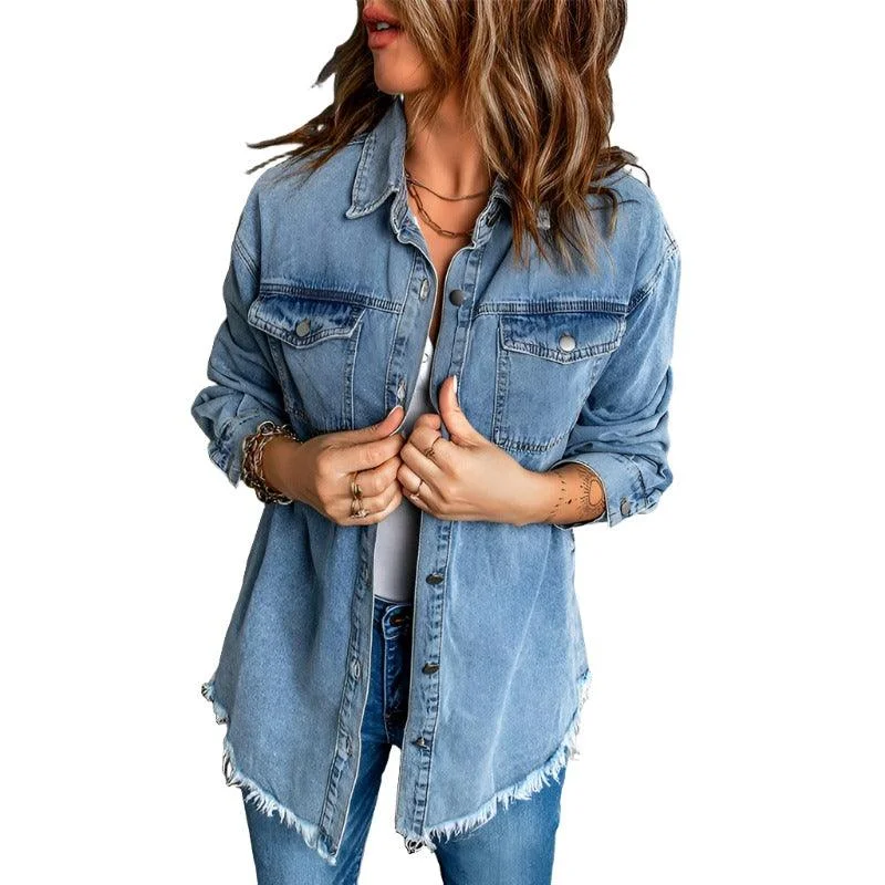Fashion Comfort Women's Street Style Lapel Loose Denim Jacket