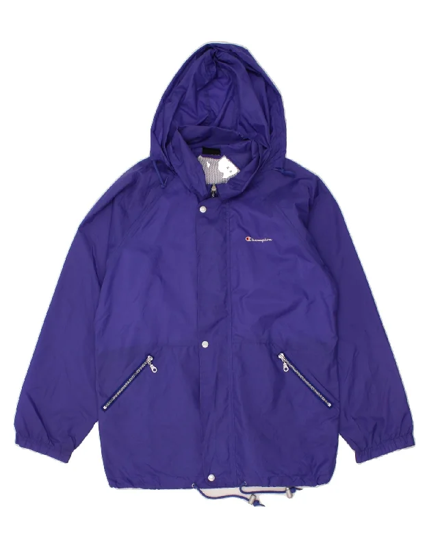 Urban Apparel CHAMPION Mens Hooded Rain Jacket UK 36 Small Blue Polyamide
