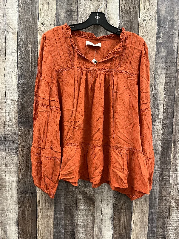 Versatile Looks Top Long Sleeve By Loft In Orange, Size: 2x