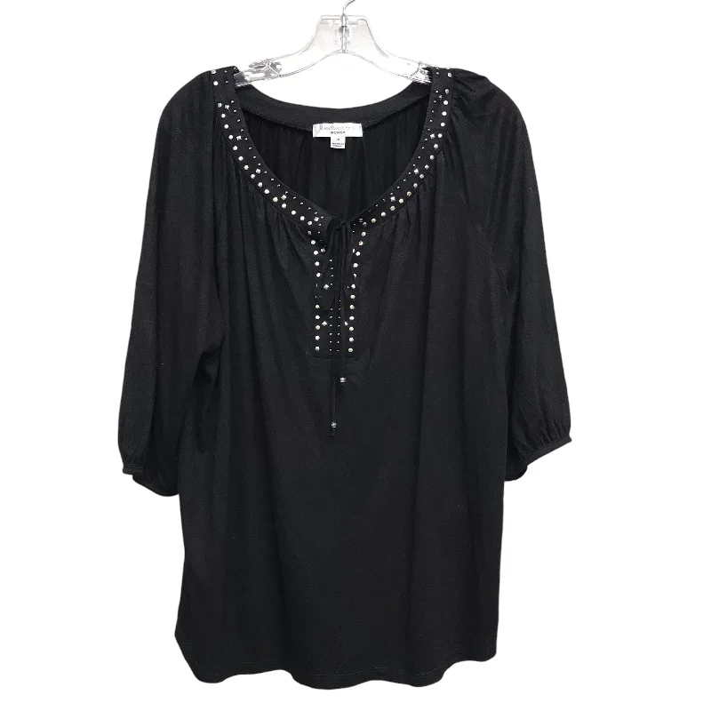 Comfy Sweaters Top Ls By John Paul Richard In Black, Size:1X