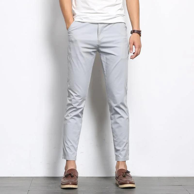 Soft Fabrics Men's Solid Color Straight Ankle-Length Pants