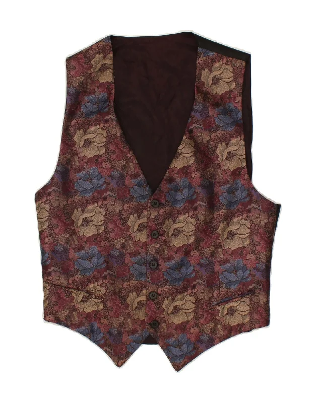 Cool Casuals VINTAGE Mens Waistcoat  Small Multicoloured Floral Silk