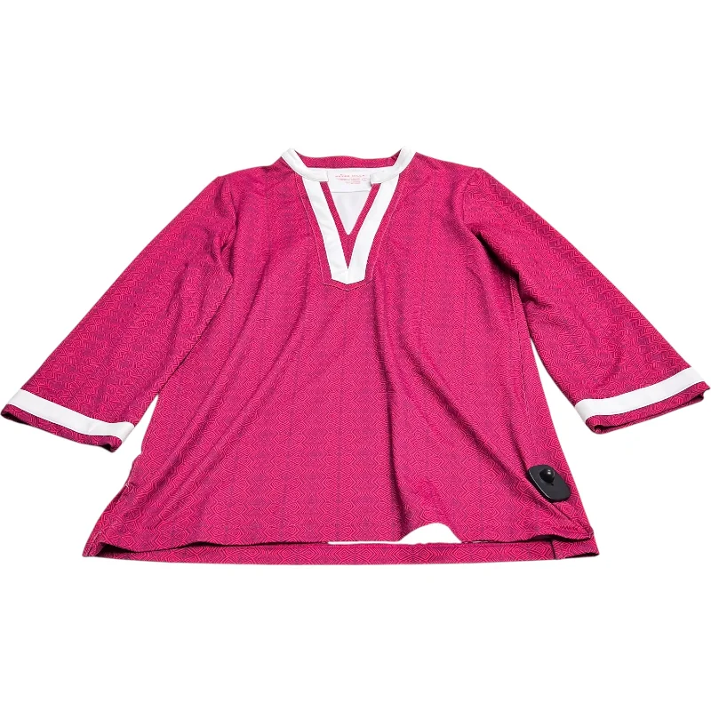 Athletic Top Long Sleeve Crewneck By Peter Milla In Pink, Size: L