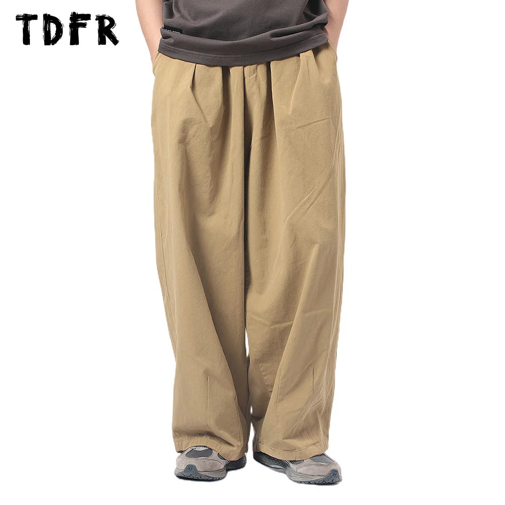 Urban Comfort Solid Color Cargo Pants - Amekaji Safari Style - Elastic Waist - Wide Leg Trousers Urban Comfort Solid Color Cargo Pants - Amekaji Safari Style - Elastic Waist - Wide Leg Trousers