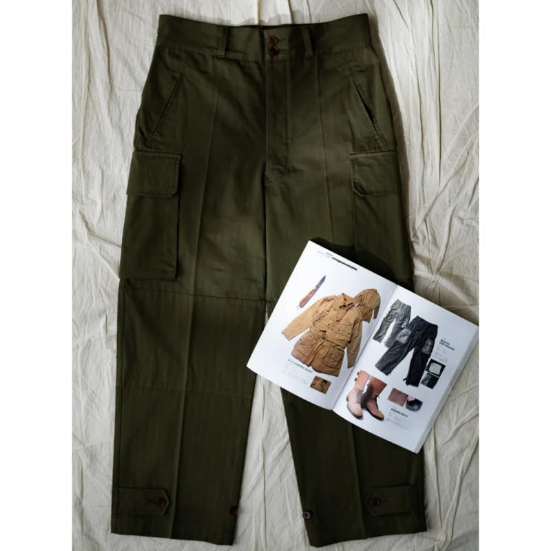 Cozy Fit Men's Herringbone Twill Pants - French Army Style Vintage Work Pants