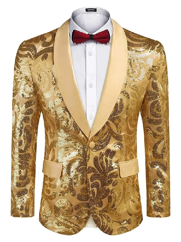 Casual Outfit Shiny Sequins Blazer Floral Blazer (US Only)