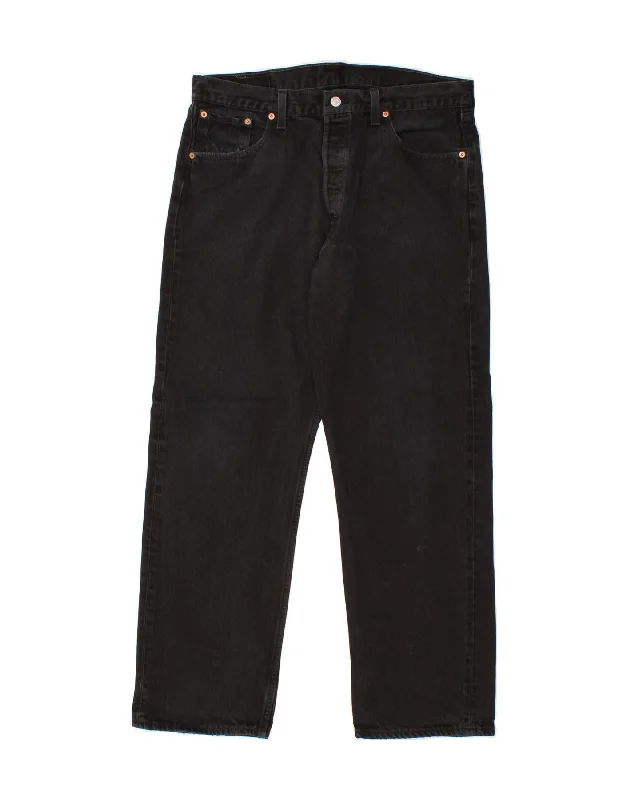 Smart Casual Wear LEVI'S Mens 501 Straight Jeans W38 L30 Black Cotton