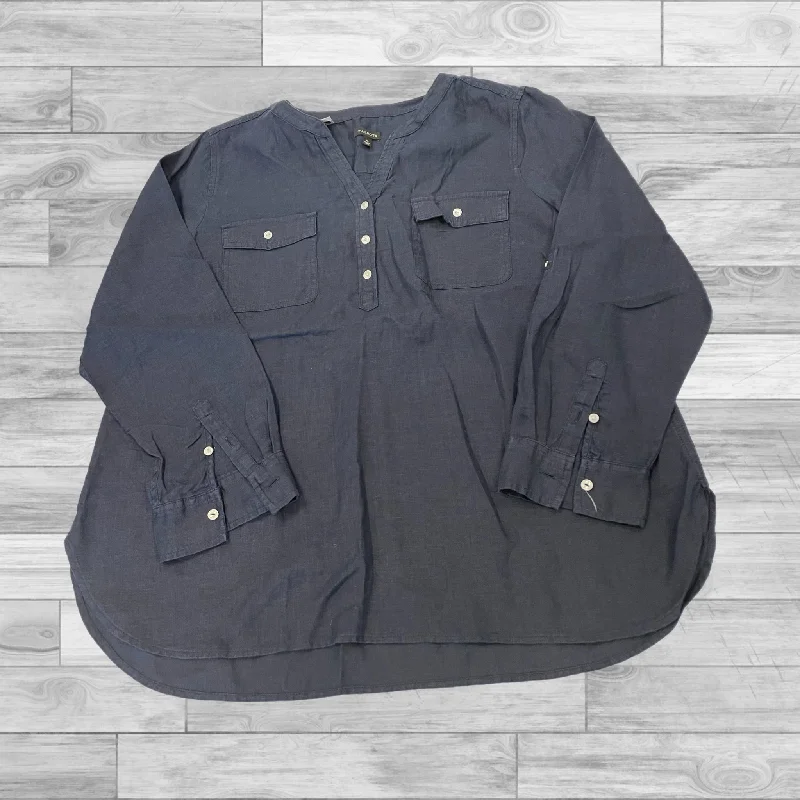 Cool Casuals Top Long Sleeve By Talbots In Navy, Size: Xl