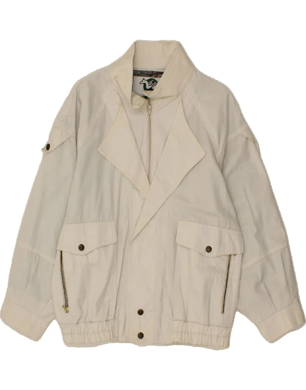 Relaxed Fit VINTAGE Mens Bomber Jacket UK 40 Large White
