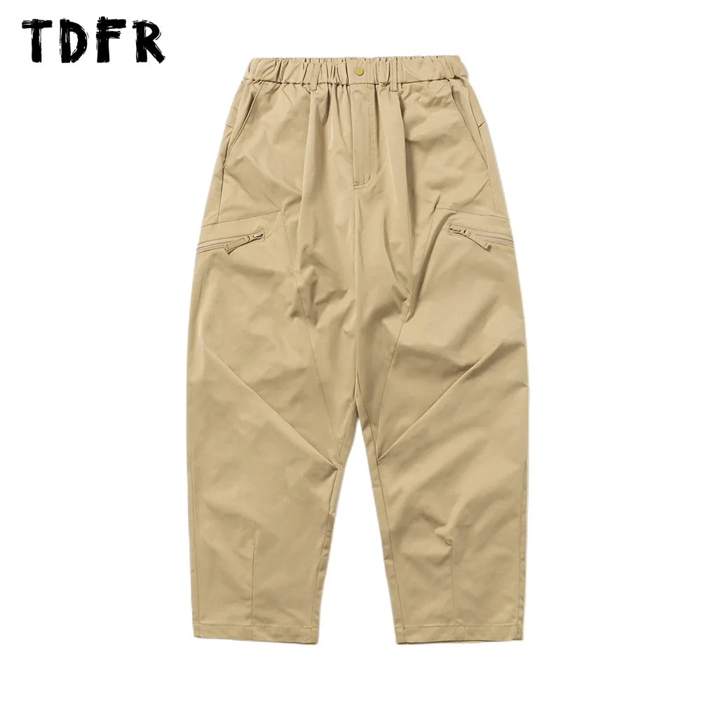 Premium Comfort Solid Color Cargo Belt Pants with Zipper Pocket - Casual Safari Style Premium Comfort Solid Color Cargo Belt Pants with Zipper Pocket - Casual Safari Style