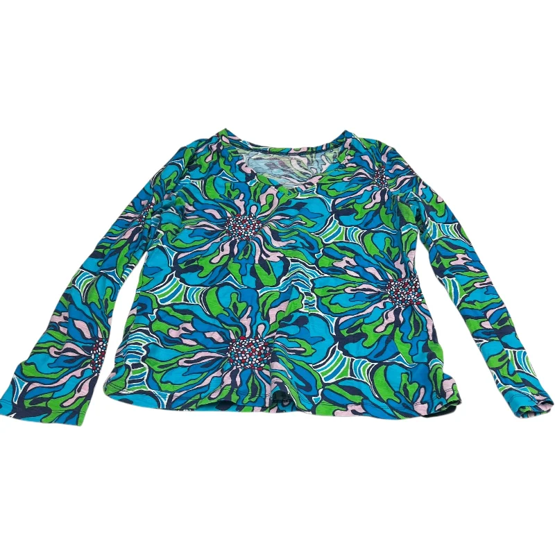 Sporty Chic Top Long Sleeve Designer By Lilly Pulitzer In Blue, Size: Xl