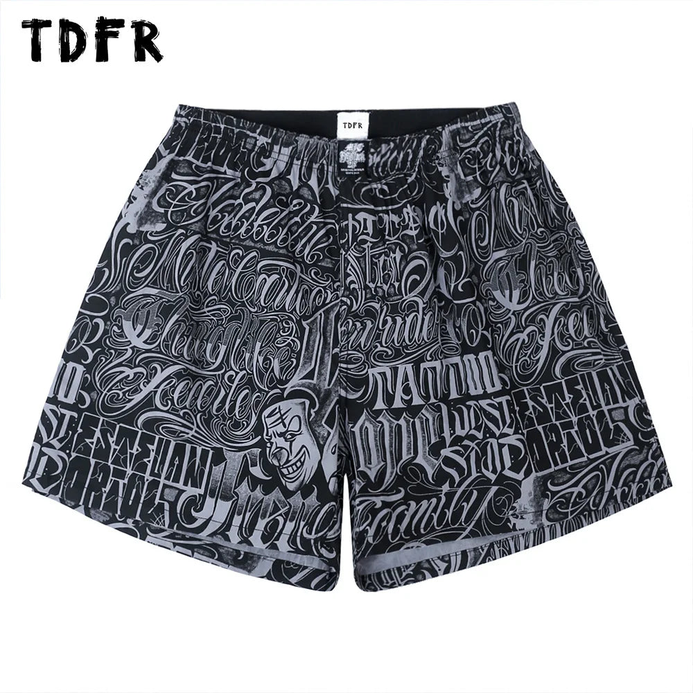 Laid-Back Wear Casual Shorts Mens Chicano Style Streetwear Wide Leg Elastic Waist Pants Laid-Back Wear Casual Shorts Mens Chicano Style Streetwear Wide Leg Elastic Waist Pants