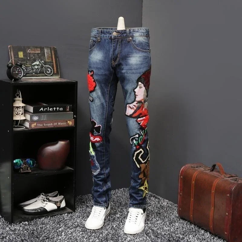 Men's Beauty Embroidered Jeans